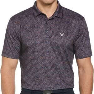 Callaway Men's Blue and Red Patterned Polo